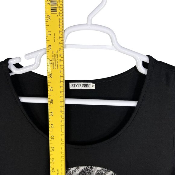 Black Skull 3D Graphic T-Shirt Womens XL Goth Biker Punk Edgy Alternative Top - Picture 9 of 13